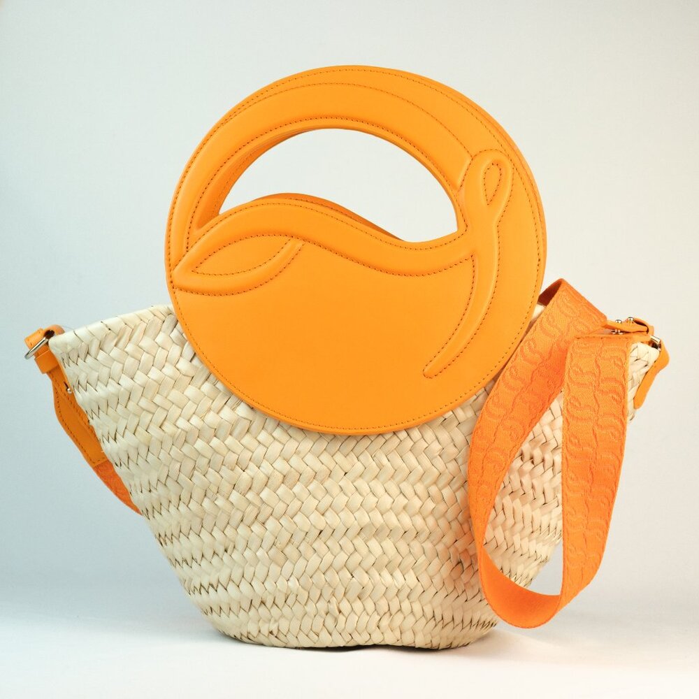 Christian Louboutin Small Biloumoon Basketweave Handbag, Orange